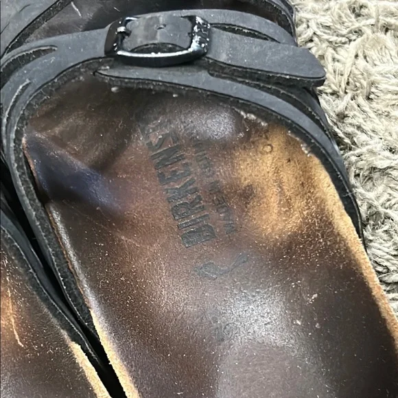 Birkenstock Sandals Womens 37 US 6.5 7 black leather Strappy - Picture 5 of 12